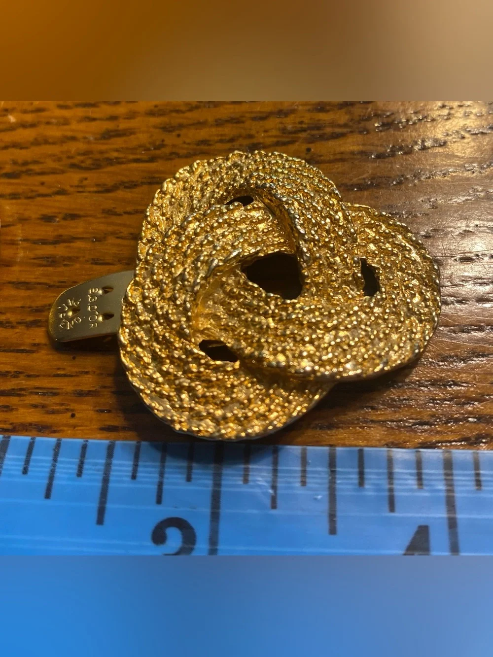 Vintage SG D'OR Textured Gold Braided Love Knot Statement Shoe Clips Brooch VTG